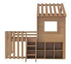 Houten kinderhuisbed 90x200 met dak, ladder en opbergruimte, Verzenden, Nieuw