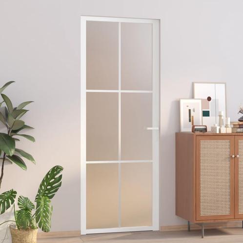 vidaXL Binnendeur 76x201,5 cm matglas en aluminium wit, Doe-het-zelf en Verbouw, Deuren en Horren, Nieuw, Verzenden
