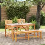 vidaXL 4-delige tuin eethoek van massief acaciahout, Verzenden, Nieuw, Hout