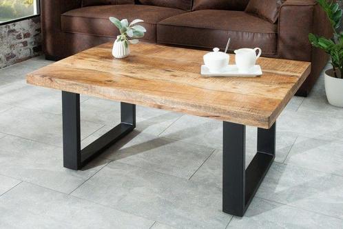 Design salontafel IRON CRAFT 100cm mangohout ijzer, Huis en Inrichting, Tafels | Salontafels, Ophalen of Verzenden