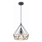 Hanglamp ULLEU 38.0 cm 1-lichts Zwart, Bruin, Huis en Inrichting, Lampen | Hanglampen, Ophalen of Verzenden, Nieuw, Metaal, Minder dan 50 cm