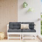vidaXL Hoekbanken 2 st met kussens massief grenenhout wit, Tuin en Terras, Verzenden, Nieuw