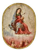 Scuola del XIX/XX secolo - Madonna addolorata con anime, Antiek en Kunst