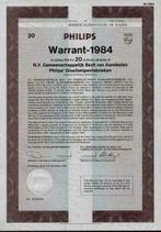 Philips warrant voor 20 aandelen, 1984, Postzegels en Munten, Ophalen of Verzenden, 1970 tot heden, Overige typen