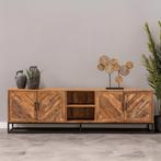 Tv-meubel Mangohout Sabia 200 cm, Huis en Inrichting, Kasten | Televisiemeubels, Verzenden, Nieuw, 200 cm of meer, Minder dan 100 cm