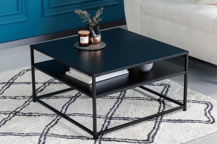 industrieele salontafel DURA STEEL 70cm zwart metaal met, Huis en Inrichting, Tafels | Salontafels, Ophalen of Verzenden
