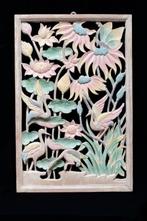 Houten Wandpaneel 73 cm – Kraanvogels en Lotus – Bali - Hout