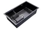 Spoelbak met droogrek | Keuken wasbak | 74x44x20cm | Zwart, Huis en Inrichting, Keuken | Keukenelementen, Verzenden, Zwart, Nieuw