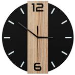 REA Retro metalen wandklok - mat zwart - Ø 35 cm - houten.., Ophalen of Verzenden, Nieuw