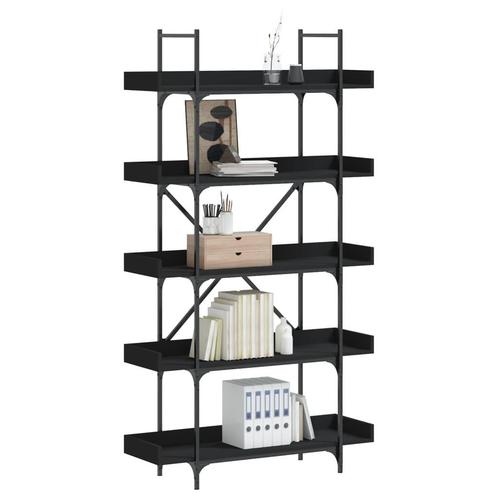 vidaXL Boekenkast 5-laags 100x33x180,5 cm bewerkt hout zwart, Huis en Inrichting, Kasten | Boekenkasten, Nieuw, Overige houtsoorten