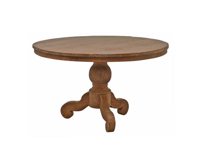 Ronde TEAK eettafel Dingklik met bolpoot-150 cm, Huis en Inrichting, Tafels | Eettafels, Nieuw, Ophalen of Verzenden