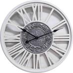 White Wooden Wall Clock Metal Insigne Dia60*4.5cm, Nieuw, Verzenden