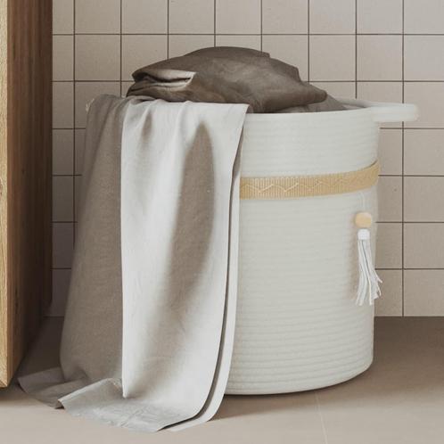 vidaXL Opbergmand Ø 38x36 cm katoen wit, Huis en Inrichting, Woonaccessoires | Schalen en Manden, Nieuw, Verzenden