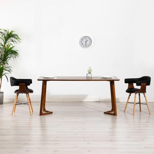 vidaXL Eetkamerstoelen 2 st kunstleer en gebogen hout zwart, Huis en Inrichting, Stoelen, Zwart, Nieuw, Verzenden