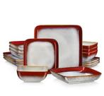 16-Delige Vierkante Keramische Serviesset Borden Kommen Set, Antiek en Kunst, Antiek | Servies compleet, Verzenden
