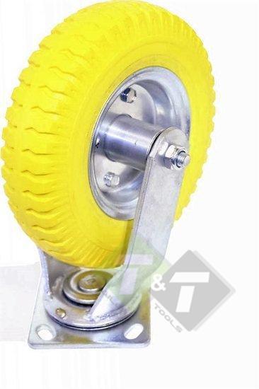 Zwenkwiel  21 Cm 2.50-4 - 210mm  met Massief Wiel PU - Vol R, Doe-het-zelf en Verbouw, Zwenkwielen, Nieuw, Ophalen of Verzenden