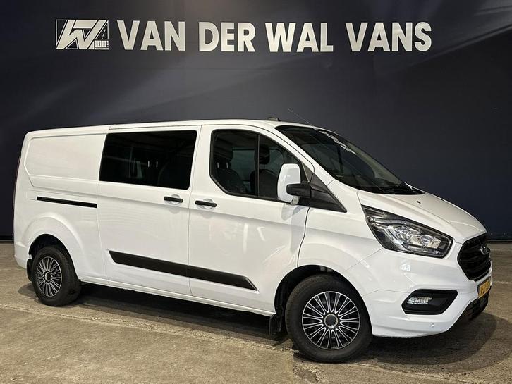 Ford Transit Custom 2.0 TDCI 131pk Automaat L2H1 Dubbele Cab, Auto's, Bestelauto's, Dealer onderhouden, Lease, Zwart, Automaat