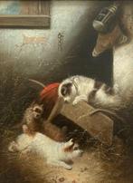 Edward Armfield (1817-1896) - Spelende honden in schuur, Antiek en Kunst, Kunst | Schilderijen | Klassiek