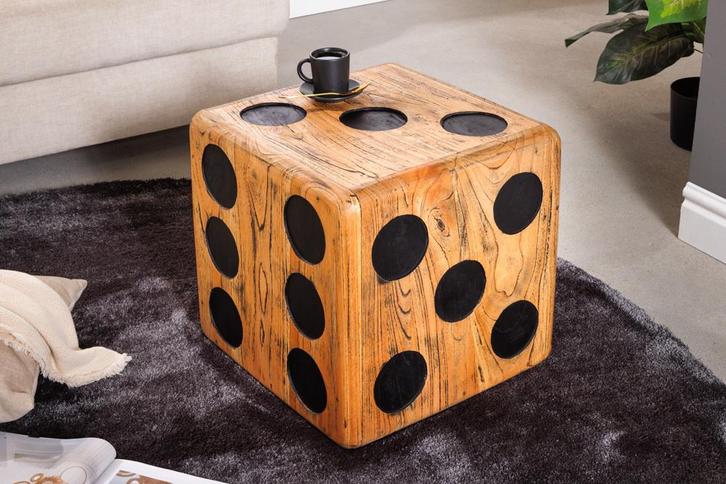 Massieve kubuskruk CUBE 41cm naturel Mindiholz bijzettafel, Huis en Inrichting, Tafels | Sidetables, Ophalen of Verzenden