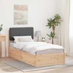 vidaXL Bedframe met Gevoerd Hoofdgedeelte Donkergrijs 80 x, Verzenden, Nieuw, Grijs, Hout