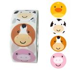 500 Stickers Op Rol - 2.5cm - Boerderij Dieren -, Verzenden, Nieuw