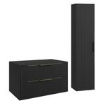 Wastafelkast Rimini 80 cm - Zwart -  Badmeubel met Kolomkast, Huis en Inrichting, Badkamer | Badkamermeubels, Verzenden, Nieuw