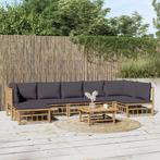 vidaXL 8-delige Loungeset met kussens bamboe donkergrijs, Verzenden, Nieuw, Hout, Loungeset