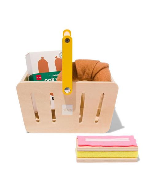 HEMA Boodschappenmand hout 4-delig, Kinderen en Baby's, Speelgoed | Overig, Nieuw, Verzenden