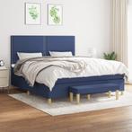 vidaXL Boxspring met matras stof blauw 180x200 cm, Eenpersoons, Nieuw, 80 cm, 200 cm