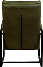 Olijfgroene leren industriële design fauteuil - Granada leer, Nieuw, Ophalen of Verzenden, 50 tot 75 cm, Leer