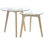 vidaXL 2-delige Bijzettafelset gehard glas, Verzenden, Nieuw, 50 tot 100 cm, Glas