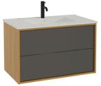 Badkamermeubel Gary 80cm - Zwart met Wit - Badmeubel, Verzenden, Nieuw, Wastafelkast