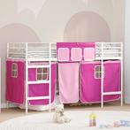 vidaXL Loftbedframe voor Kinderen met Gordijnen Wit en Roze, Verzenden, Nieuw, Wit, Metaal