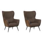 Set van 2 Leren fauteuils Flair Duo - Kenia Brown en Toledo, Nieuw, Ophalen of Verzenden, 75 tot 100 cm, Leer