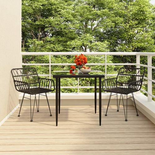 vidaXL 3-delige Tuinset poly rattan zwart, Tuin en Terras, Tuinsets en Loungesets, Tuinset, Nieuw, 2 zitplaatsen, Rotan, Verzenden