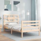 vidaXL Bedframe met hoofdbord massief hout 90x200 cm, 90 cm, Eenpersoons, Bruin, Verzenden