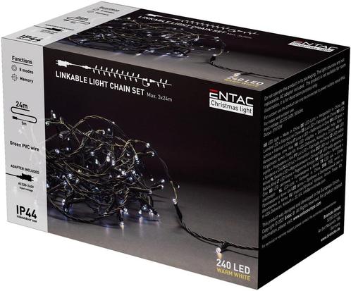 Entac LED Lichtsnoer Kerst 24m - Met Adapter -, Diversen, Kerst, Nieuw, Verzenden