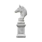 Paardenhoofd op sokkel - 83 cm - steen - tuinbeeld, Ophalen of Verzenden, Nieuw