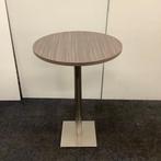 Sta-tafel rond Ø 80 cm, hoogte 114 cm, bruin eiken - RVS, Ophalen of Verzenden, Gebruikt