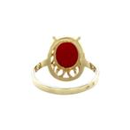 Gouden vintage ring met bloedkoraal 14 krt, Ophalen of Verzenden, Nieuw