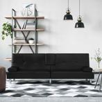vidaXL Slaapbank met bekerhouders kunstleer zwart, Verzenden, Nieuw, Leer, 200 tot 250 cm