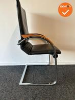 Ahrend vergaderstoel - Zwart leer - Hoge rug - Chroom, Vergader- of Presentatieruimte, Ophalen of Verzenden, Gebruikt, Stoel