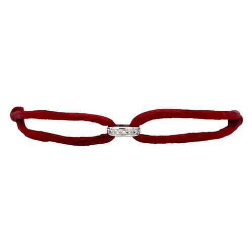 Satijnen vintage armband met witgouden schakel met diamant, Sieraden, Tassen en Uiterlijk, Armbanden, Nieuw, Ophalen of Verzenden