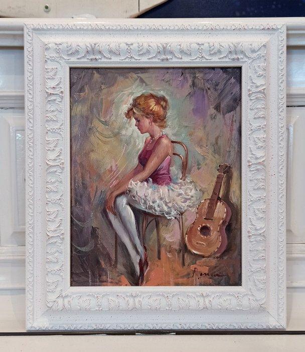 Domenico Ronca (1964) - Ballerina with guitar, Antiek en Kunst, Kunst | Schilderijen | Klassiek