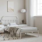 vidaXL Bedframe met hoofdbord metaal wit 100x190 cm, 100 cm, Eenpersoons, Verzenden, Wit