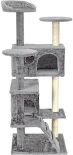 Krabpaal & speelhuis - katten - grijs - 131 cm hoog, Dieren en Toebehoren, Krabmeubelen, Ophalen of Verzenden, Nieuw