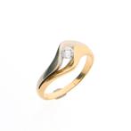 Bicolor gouden ring met zirconia, Goud, Gebruikt, Verzenden, Overige kleuren
