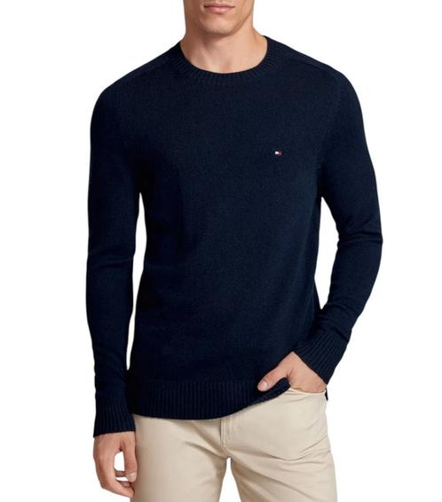 -4% Tommy Hilfiger  Tommy Hilfiger Wollen pullover met logos, Kleding | Heren, Truien en Vesten, Blauw, Nieuw, Verzenden