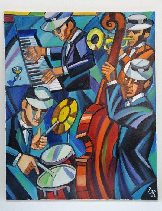 Elena Khmeleva - Live jazz music. Large. Œuvre originale,, Antiek en Kunst, Kunst | Schilderijen | Modern