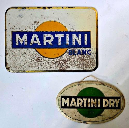 Martini - Reclamebord (2) - 2 Reclameborden - Metaal blik, Antiek en Kunst, Antiek | Wandborden en Tegels